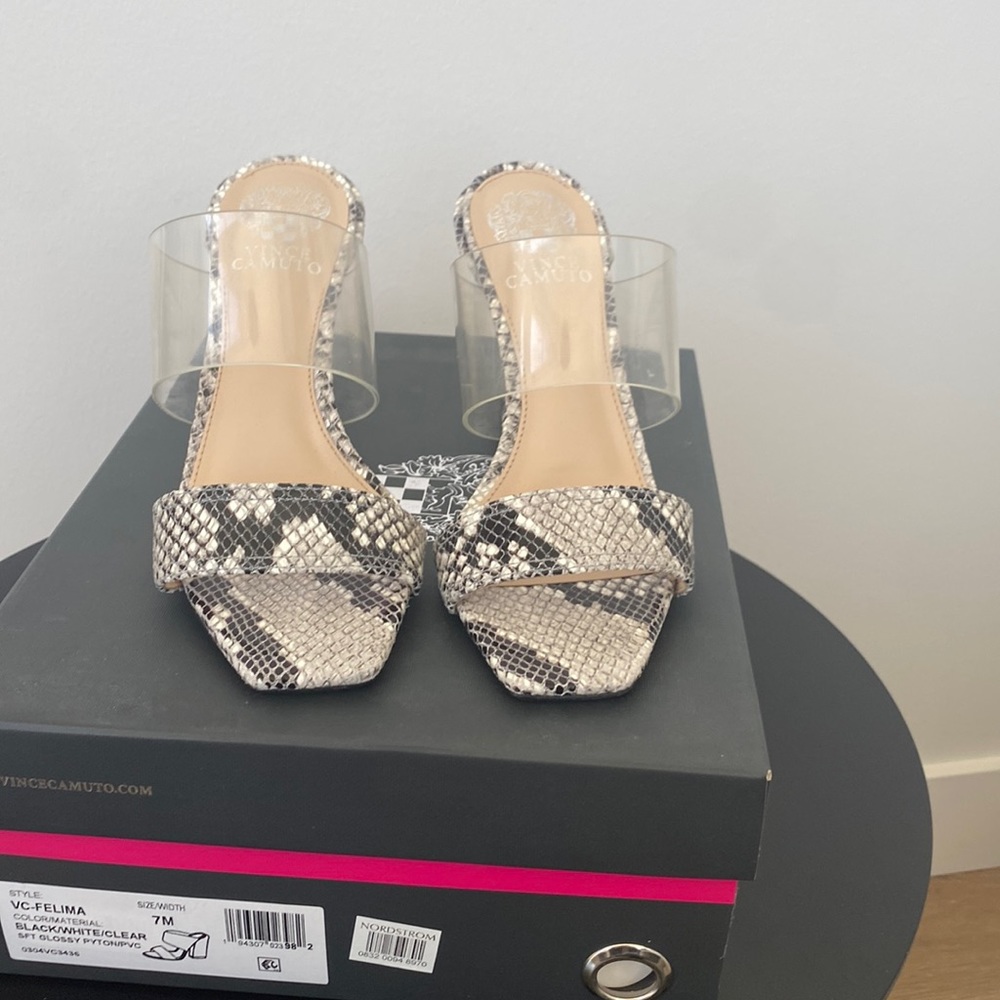 Vince Camuto Velima Black And White Python Sandal… - image 1